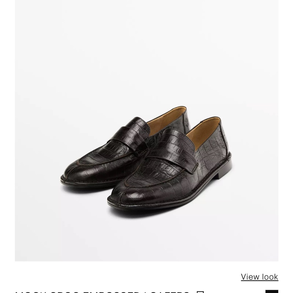 Massimo Dutti Black Crocodile Pattern Loafers NWT - image 2